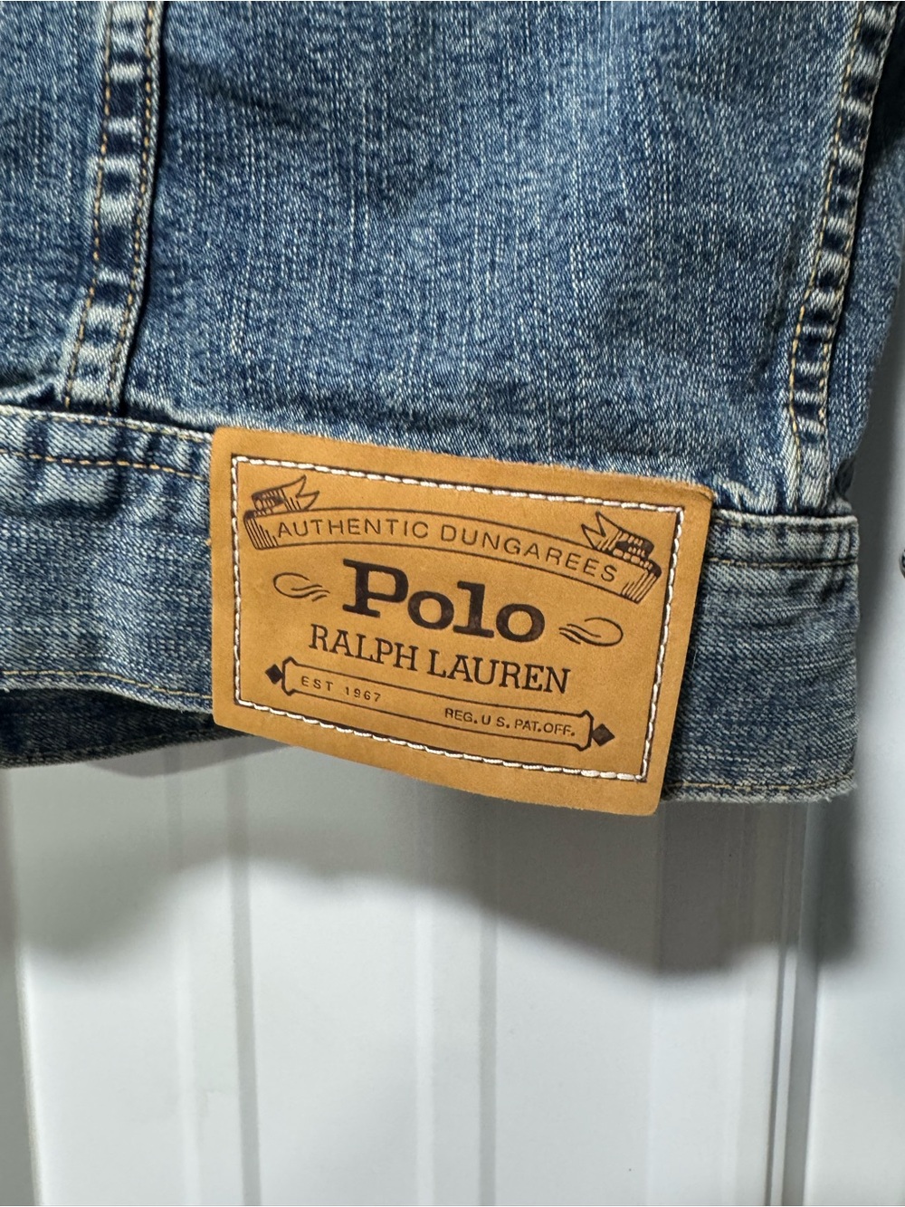 Vintage Ralph Lauren American Flag Denim Trucker Jacket with Corduroy Collar M - Picture 9 of 10